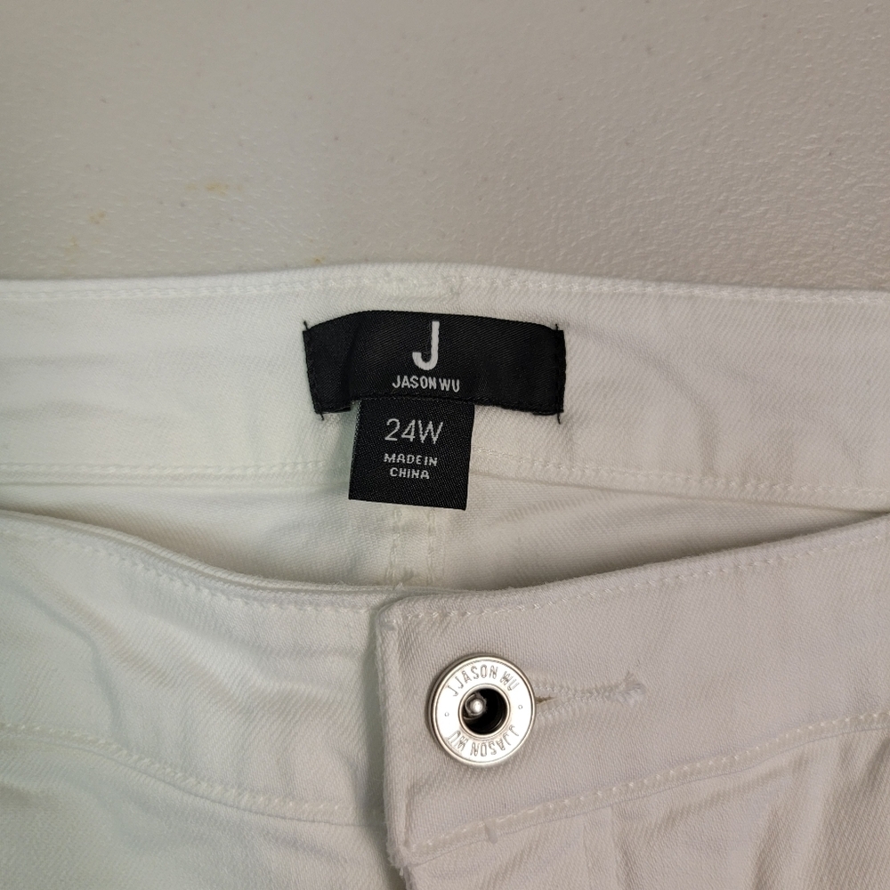 J Jason Wu Colored Denim Straight Leg Cropped Jeans White Plus Size 24W - Picture 4 of 5